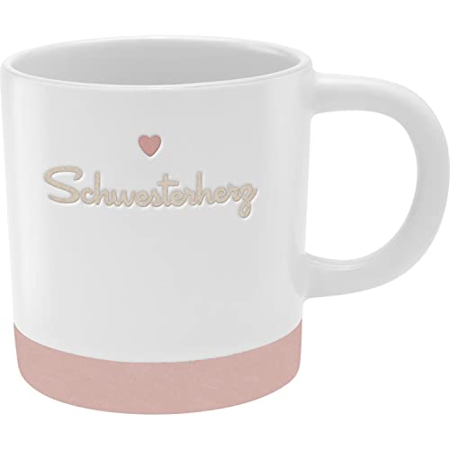 GRUSS & CO Tasse mit Gravur "Schwesterherz" | Steinzeug, 40 cl, mehrfarbig | Geschenk Schwester | 48434