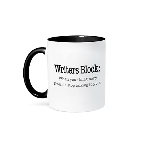 3dRose Writers Block When Your Imaginary Friends Stop Talking to You Mug, 11 oz, Black