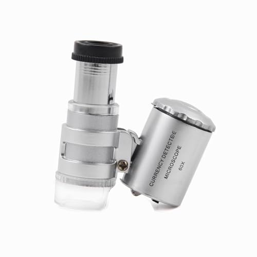 2 pcs Mini Mikroskop,60x Mini-Taschenmikroskop, juwelierlupe 60x,Taschenlupe Lupenlupe mit LED und UV Lichtfunktion,Taschenmikroskop Lupe Mikroskop für Juwelier Einstellbare Lupe mit UV-Licht