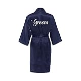 Classy Bride Groom Satin Robe (Navy) One Size