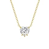 Mesnt Collar de moissanita para mujer, elegante con corazón de moissanita de 2 quilates/8 mm, collares con colgante de oro amarillo de 9 quilates, 14 y 18 quilates, Metal, Moissanita
