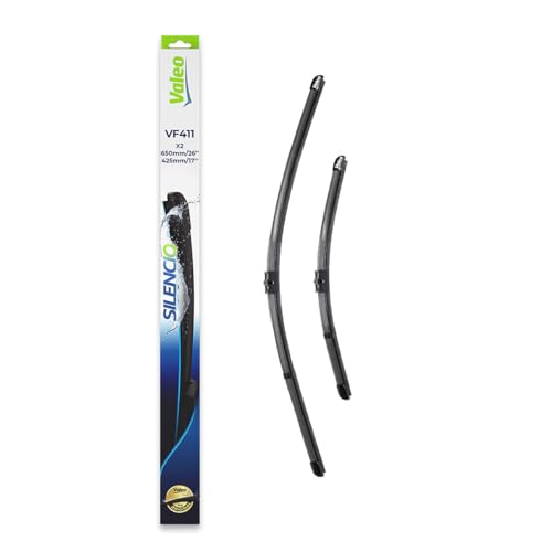 VALEO Silencio Essuie-glace - VF411-1 Paire d'Essuie-glace Plats 650 mm / 425 mm d'Origine de Haute performance, Visibilité Supérieure sur la Route, Installation Facile - Lot de 2 Balais - 574324