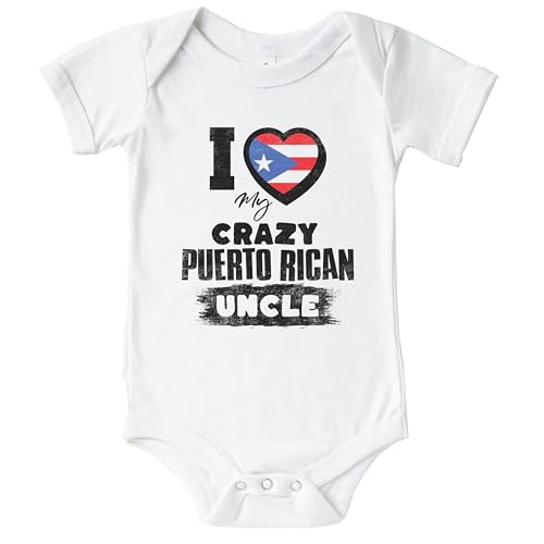 I Love My Crazy Puerto Rican Uncle Funny Puerto Rico Flag Niece Nephew Baby Bodysuit
