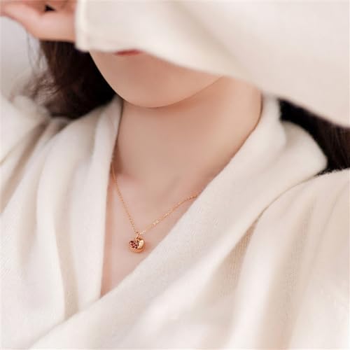 Premium Cubic Zirconia Inlay Red Pomegranate Pendant 18k Gold Plated Stainless Steel Necklaces for Women2