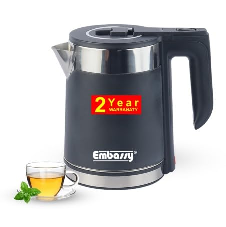 EMBASSY Electric Kettle Stainless Steel 1.8 L | 1000W | Superfast Boiling | Auto Shut-Off | Boil Dry Protection | 360° Rotating Base | 2 YEAR WARRANTY | Black-image-37