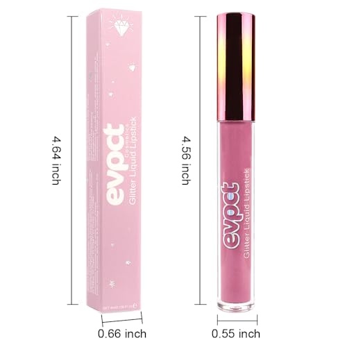 Image of evpct 1Pcs Mauve Matte to Glitter Liquid Lipstick Lip Set Kit, Long Lasting Matte Diamond Glitter Lip Gloss Waterproof, Colorful Sparkly Glossy Metallic Shimmer Sparkle Lipstick for Women 01#