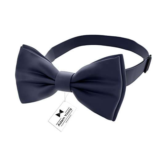 Image of Adam Young Men's Bow Ties Pre-Tied Style Formal Satin Classic Bowtie for Tuxedo Faux Silk