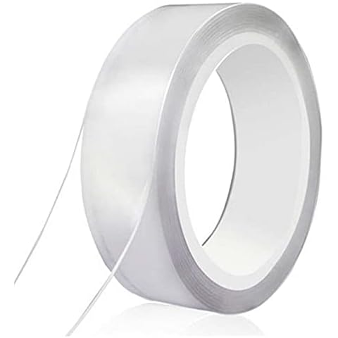 WSWJDW Traceless Tape Reusable Double-Sided Adhesive Nano Tapes Removable Sticker Washable Adhesive Loop Disks Tie Glue Bathroom Kitchen,Clear 20mm,1M Cover