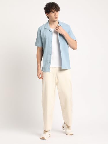 Image of Men's Blue Stripe Regular Fit Casual Shirt