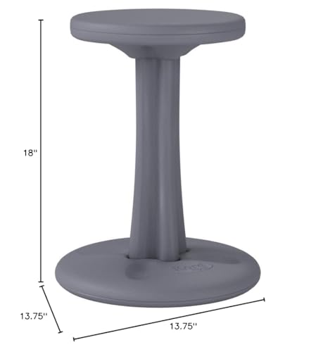 Image of Kore Pre-Teen Wobble Stool, Flexible Seating, Ages 10-11, 18.7in, Grey | Wiggle chair for classroom and home boosts focus, improves posture, and provides an energy outlet; anti-tip base; Made in USA