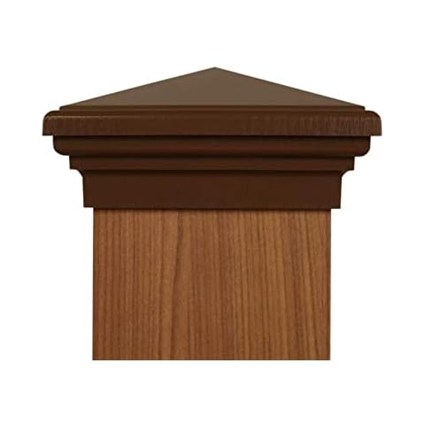 6x6 Post Cap Brown fits (5.5" x 5.5") (Case of 6) New England Pyramid Style Square Top for Outdoor Fences, Decks and Mailboxes, by Atlanta Post Caps Cover