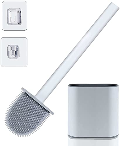 Image of Roktry Toilet Brush and Holder Set for Bathroom, Flexible Toilet Cleaning Bowl Brush Head with Silicone Bristles, Compact Size for Storage and Organization (Multicolor)