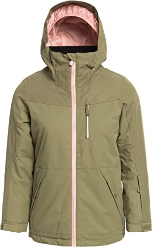 Roxy Girls Presence Parka Insulated Snow Jacket with DryFlight Technology (10/Medium, Deep Lichen Green (TPC0))