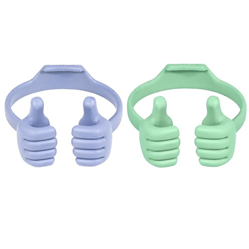 Honsky Thumbs up Cell Phone Stand Holder, Ok Stand Tablet Stand Cradle for Desk Desktop Smartphone Cellphone Mobile Phone Tablets - Universal Adjustable Flexible - Light Purple/Light Green