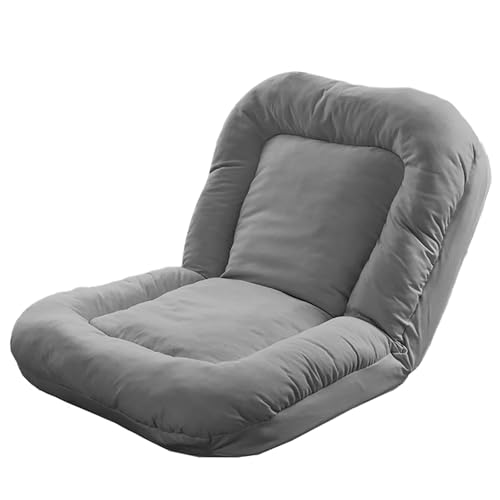 ソファー1人掛け、レイジーソファカウチベッド、座椅子リクライニング、ローソファ、折りたたみ式の高い背もたれのフロアゲーミングチェア、柔らかくクッションされた、ティーンや大人のアクセントビーンバッグソファは、ベッドルーム、オフィス (グレー【ファイバーベルベ