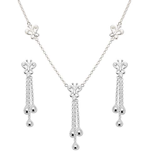 Image of TRUESILVER ACPL 925 Sterling Silver Jewellery Set for Women | BIS Hallmarked Pendant Necklace & Earrings Set | Silver Jewelry Gift for Women