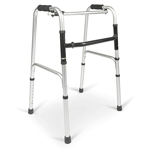 Dunimed Déambulateur léger avec charnières - Facilement pliable - Pliable sans roues - Aides à la marche - Déambulateur pour personnes âgées et handicapées