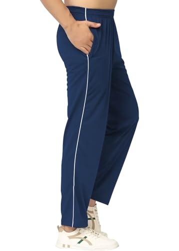 Image of Men's Track Pants with Side Zip Pockets - Regular Fit Sports Joggers for Gym, Running & Casual Wear - Mens Lower