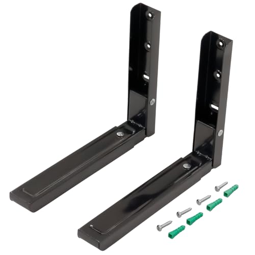 Reliapart Black Extendable Microwave Wall Bracket Kit Compatible for Hisense Microwaves Adjustable 3348cm Arms Up to 40kg Load with Fixings Space-Saving Wall Mounting Solution