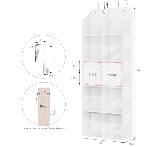 Image of Univivi Hanging Yarn Storage Organizer, Extra Large 5 Tiers Crochet Bag Organizer with Clear Deep Pockets, Over The Door Yarn Storage for Crochet Hook, Knitting Needles (White)