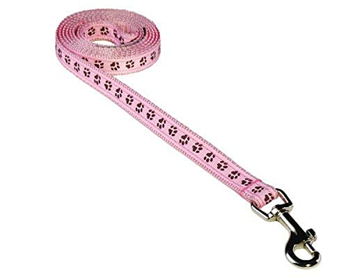 XSmall Pink/Brown Puppy Paws Dog Leash: 1/2