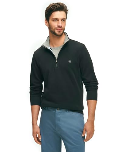 Brooks Brothers Men's Ribbed French Terry Half-Zip Long Sleeve Sweatshirt