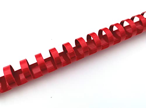 Alevar Binderücken aus Kunststoff, Spiralbindung, 21 Ringe, Durchmesser 19 mm, A4, Kapazität von 121 bis 150 Blatt, Farbe Rot, Packung mit 100 Stück