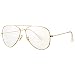 COASION Classic Non prescription Aviator Glasses Clear Lens Metal Frame Eyewear for Men Women (58mm, Gold)