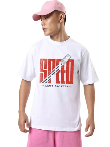 Image of Bewakoof Men's Cotton Printed Oversized Fit Half Sleeve Round Neck T-Shirt | Casual Wear | Street Wear | Oversized t Shirt for Men Cotton | Baggy