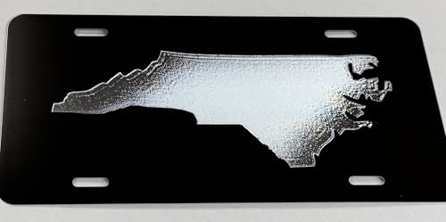 State of North Carolina NC Car Tag Diamond Etched Engraved Aluminum Metal License Plate