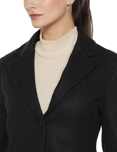 Image of Qube By Fort Collins Women's Semi-Long Tweed Coat with Knitted Finish - Elegant Winter Outerwear for Casual and Formal Looks