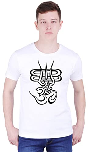 Image of Men's Black T-Shirt with Om Symbol Print, 100% Cotton