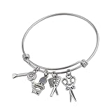 HOMOCONO Pulsera de Estilista Diseño Único en Metal Plata, Brazalete Resistente Adecuado para Peluqueros y Esteticistas en Temporada de Graduación
