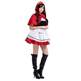 thematys Rotkäppchen Halloween Kostüm Verkleidung | Karneval | Mottowoche | Fasching | Kleid | Red riding hood | Prinzessinen Kleid | Einheitsgröße Erwachsene Damen