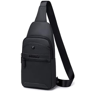 Arctic Hunter Slim Sling Bag for Men Small Cross Body Bag for 8-inch iPad Water-resistant Chest Bag with Earphone Port Detachable Buckle Side Bag for Travel Outdoor Casual, Black