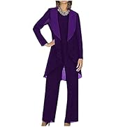 Mi Bo Tong 3 PC Chiffon Mother's Outfit Pants Suits for Wedding Plus Size Women's Evening Gowns D...