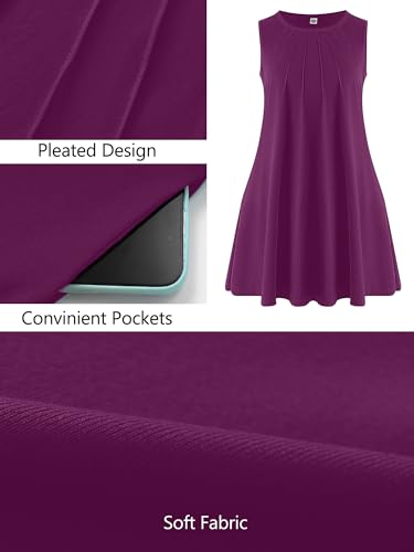 Image of AusLook Plus Size Midi Dress for Women Sleeveless Casual Summer Tank Dress with Pockets A-Line Loose Swing Dress 1-5X