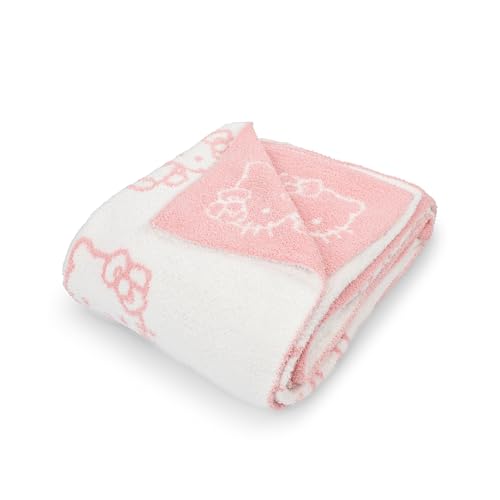 Image of Jay Franco Sanrio Hello Kitty Feather Knit Super Soft Throw Blanket - Reversible Checkered Blanket 50 x 60 Inches, Lightweight Kawaii Pink Machine Washable for Couch, Sofa, Bed (Official Sanrio)
