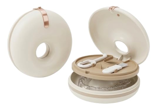 1PC Retainer Case for Invisalign, Clear Aligner Storage Case, Cute Donut Shapes, Orthodontic Appliance Holder, Portable Dental Case with Cleaning Supplies