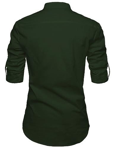 Image of Vida Loca Full Sleeve Mandarin Collor Cotton Casual Slim Fit Shirt for Men's