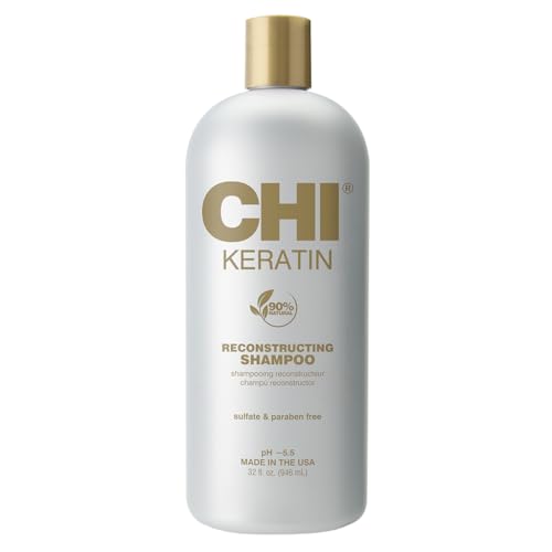 CHI Keratin Reconstructing Shampoo, Delivers Healthier Hair, Adds Shine & Helps Prevent Future Breakage, Sulfate, Paraben, & Cruelty-Free, 32 Oz