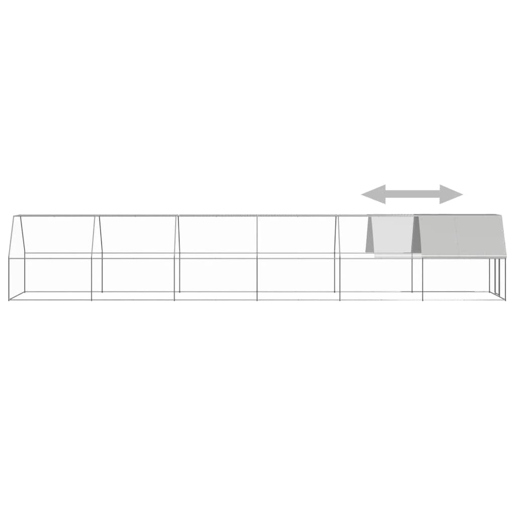 Jaula XXL para pollos, 2 x 12 x 2 m, de acero galvanizado, para exteriores, para pollos, patos y aves de corral, establo estable con techo y cerradura de puerta, pajarera para animales