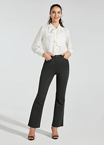 Willit 30" Women's Yoga Dress Pants Bootcut Stretch Work Slacks Office Business Casual Pants Belt Loops 4 Pockets Regular Charcoal Dark Grey L - image 3