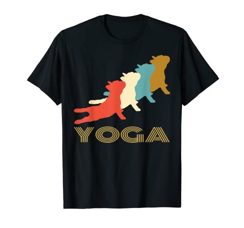 T-shirt da yoga vintage Bulldog francese | Maglietta per cani a tema yoga Maglietta