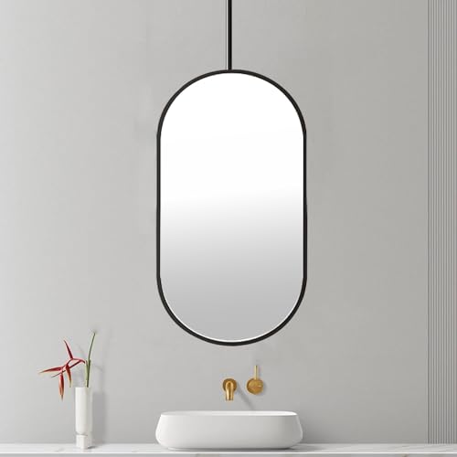 Miroir suspendu au plafond avec perche en métal pour un rasage précis