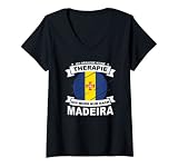 Damen Insel Madeira Flagge Souvenir Urlaub Wandern Tauchen Reise T-Shirt mit V-Ausschnitt