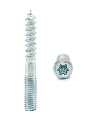 QWORK® 10STK Stockschrauben M8 x 60 mm Doppelgewinde Kohlenstoffstahl Verzinkt, Zubehör für die Möbelmontage