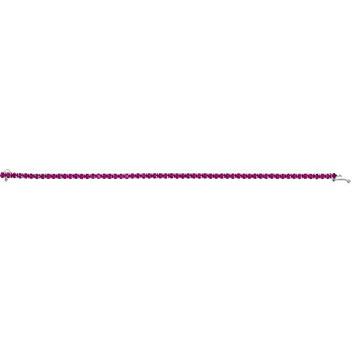 Solid 14K White Gold Lab-Grown Ruby Tennis Bracelet Line Bracelet 7.25" (Width = 3Mm) #TOP2