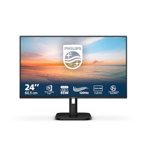 Philips 24E1N1300A - 24 Zoll Full HD Monitor, Lautsprecher (1920x1080, 100 Hz, HDMI, USB-C (65W Power Delivery), USB Hub) schwarz