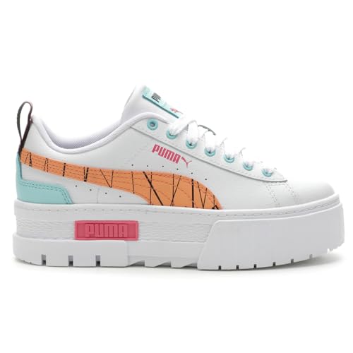 PUMA Kids Girls Mayze Nail Glam Lace Up Sneakers Shoes Casual - White